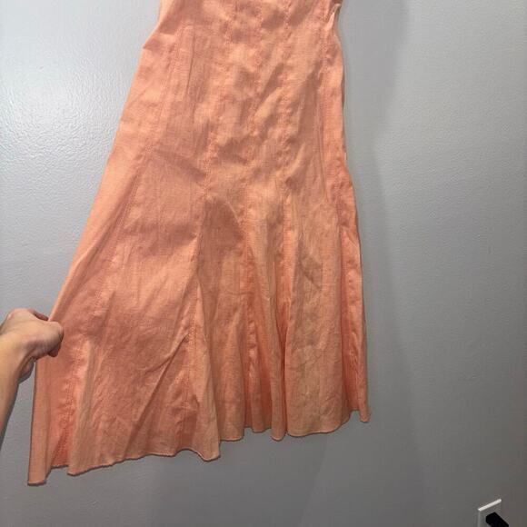 Gianni Bini Peach Pleated Midi Dress with Lace Detail – Size 0 - Picture 7 of 11